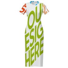 Charger l'image dans la galerie, Robe midi slim à manches courtes pour femme RRDCQ personnalisée avec prénom motif texte (conception multi-images)
