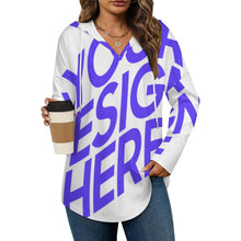 Charger l'image dans la galerie, Sweat à capuche femme manches longues col V C19H personnalisé avec photo texte prénom (conception une image)