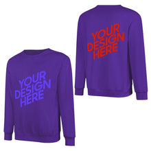 Charger l'image dans la galerie, 100% coton imprimé devant et dos unisexe sweat-shirt à manches longues hommes femmes différentes couleurs pull-shirt personnalisé avec photo texte prénom