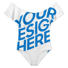 Charger l'image dans la galerie, Maillot de bain 1 pièce pour femme à volants et OFF SHOULDER 294328 personnalisé avec photo texte prénom (conception une image)
