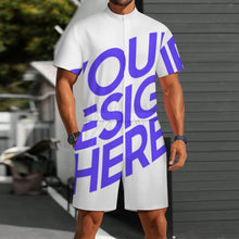 Charger l'image dans la galerie, Combinaison à manches courtes LM427 pour hommepersonnalisé avec photo texte prénom (conception une image)