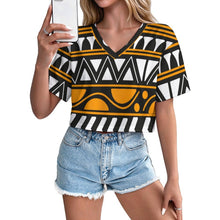Charger l'image dans la galerie, Haut Court Femme Col V Maille Ajourée Personnalisable