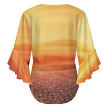 Charger l'image dans la galerie, Blouse Femme à Volants Personnalisable | Haut Col V Manches Évasées