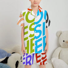 Charger l'image dans la galerie, Ensemble de pyjama décontracté à manches courtes pour enfants LM131 personnalisée avec prénom motif texte (conception multi-images)