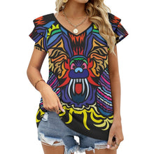 Charger l'image dans la galerie, T-Shirt Femme Col V Manches Volantées | Top Été Chic & Personnalisable BUT