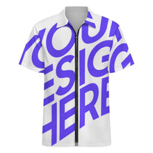 Charger l'image dans la galerie, Chemise à manches courtes zippée LM816 pour homme personnalisée avec texte photo logo motif (Impression d'image unique)