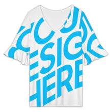 Charger l'image dans la galerie, T-shirt col V manches lotus pour femme NT101 personnalisé avec photo texte prénom (conception une image)