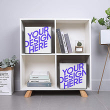 Charger l'image dans la galerie, Boîte de rangement pliable en bois en tissu personnalisée avec photo texte motif logo