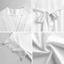 Charger l'image dans la galerie, Pyjama robe de chambre à orné de dentelle manches courtes avec ceinture SDS2517 personnalisé avec photo texte (conception d'images multiples)