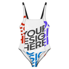 Charger l'image dans la galerie, Maillot de bain 1 pièce pour femme à col carré SDS505 personnalisé avec photo texte prénom (conception multi-images)