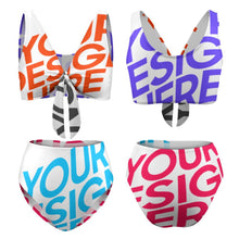 Charger l'image dans la galerie, Maillot de bain bikini taille haute pour femme BK2079 personnalisée avec prénom motif texte (conception multi-images)