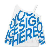 Charger l'image dans la galerie, T-shirts pour femmes A11L col incliné ample manches longues épaules dénudées personnalisé avec photo texte prénom (conception une image)