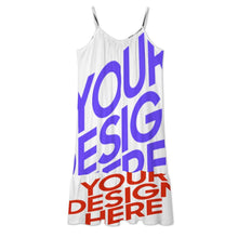 Charger l'image dans la galerie, Robe jupe ample à bretelles spaghetti réglables KQ pour femme personnalisée avec prénom motif texte (conception multi-images)