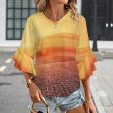 Charger l'image dans la galerie, Blouse Femme à Volants Personnalisable | Haut Col V Manches Évasées