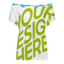 Charger l'image dans la galerie, T-shirt ample à manches courtes et épaules dénudées pour femme LM076 personnalisée avec prénom motif texte (conception multi-images)