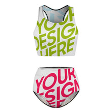 Charger l'image dans la galerie, Maillot de bain deux pièces bikini pour femme BK2106 personnalisée avec prénom motif texte (conception multi-images)