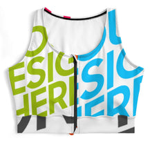 Charger l'image dans la galerie, Soutien-gorge de sport zippé sur le devant pour femme SDS2007 personnalisée avec prénom motif texte (conception multi-images)