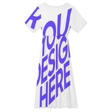 Charger l'image dans la galerie, Robe midi femme taille haute col pétale F31Q personnalisé avec photo texte prénom (conception une image)