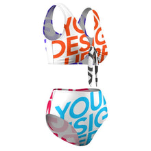 Charger l'image dans la galerie, Maillot de bain bikini taille haute pour femme BK2079 personnalisée avec prénom motif texte (conception multi-images)