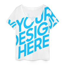 Charger l'image dans la galerie, T-shirt à manches courtes grande taille VDT haut d'été col en V personnalisé avec photo texte prénom (conception une image)