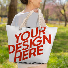 Charger l'image dans la galerie, Sac cabas grande capacité en corde de chanvre personnalisée avec prénom motif texte (conception multi-images)