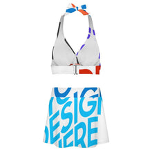 Charger l'image dans la galerie, Ensemble maillot de bain deux pièces mini-jupe fendue femme 308977 personnalisé avec photo texte motif (conception multi-images)