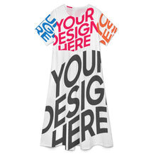 Charger l'image dans la galerie, Robe midi col rond manches courtes femme A89Q personnalisée avec prénom motif texte (conception multi-images)
