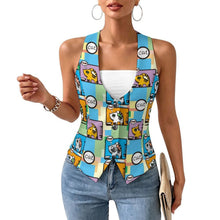 Charger l'image dans la galerie, Gilet Sans Manches Femme Col V Personnalisable Style Tailleur