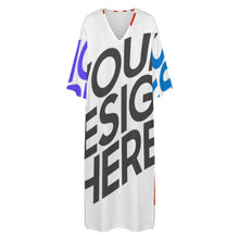 Charger l'image dans la galerie, Robe de chambre femme style méditerranéen col en V manches courtes YKL06 personnalisée avec prénom motif texte (conception multi-images)