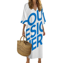 Charger l'image dans la galerie, Robe de chambre style méditerranéen à col en V et manches courtes YKL06 pour femme personnalisé avec photo texte prénom (conception une image)