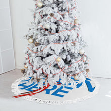 Charger l'image dans la galerie, Jupe de couverture pour sapin de Noël (style franges) (images différentes des deux côtés) personnalisée avec prénom motif texte