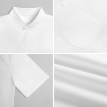 Charger l'image dans la galerie, Chemise homme boutonnée à manches courtes et col montant coupe classique LM058 avec poche personnalisée avec prénom motif texte