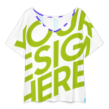 Charger l'image dans la galerie, T-shirt col V à manches courtes et ourlet fendu pour femme NT65 personnalisée avec prénom motif texte (conception multi-images)