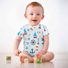 Charger l'image dans la galerie, Barboteuse bébé body unisexe manches courtes combinaison bébé PLR personnalisé avec photo  motif texte (conception une image)