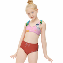 Charger l'image dans la galerie, Bikini fille bustier avec détails à nouer sur les épaules (2 pièces) NT022 personnalisé avec  photo texte logo (conception multi-images)