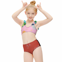 Charger l'image dans la galerie, Bikini fille bustier avec détails à nouer sur les épaules (2 pièces) NT022 personnalisé avec  photo texte logo (conception multi-images)