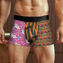 Charger l'image dans la galerie, Boxer homme taille haute et large ceinture élastique SDS025-1 personnalisée avec prénom motif texte (conception multi-images)