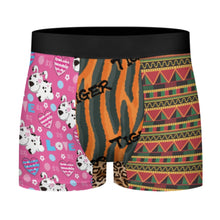 Charger l'image dans la galerie, Boxer homme taille haute et large ceinture élastique SDS025-1 personnalisée avec prénom motif texte (conception multi-images)