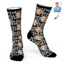 Charger l'image dans la galerie, Chaussettes longues de sport pour femmes / hommes avec impression all-over personnalisée avec photo motif texte
