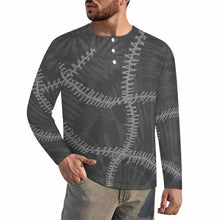 Charger l'image dans la galerie, Chemise Henley pour homme A37L chemise à manches longues col rond avec patte de boutonnage personnalisé avec photo texte prénom (conception une image)