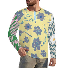 Charger l'image dans la galerie, Chemise Henry pour homme A37L col rond manches longues patte de boutonnage personnalisée avec prénom motif texte (conception multi-images)