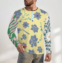 Charger l'image dans la galerie, Chemise Henry pour homme A37L col rond manches longues patte de boutonnage personnalisée avec prénom motif texte (conception multi-images)