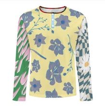 Charger l'image dans la galerie, Chemise Henry pour homme A37L col rond manches longues patte de boutonnage personnalisée avec prénom motif texte (conception multi-images)