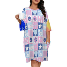 Charger l'image dans la galerie, Chemise de nuit ample à manches courtes pour femme grande taille LM475 personnalisée avec prénom motif texte (conception multi-images)