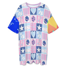 Charger l'image dans la galerie, Chemise de nuit ample à manches courtes pour femme grande taille LM475 personnalisée avec prénom motif texte (conception multi-images)