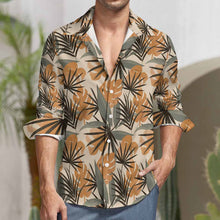 Charger l'image dans la galerie, Chemise décontractée à manches longues pour homme LS en imitation lin avec poche personnalisé avec photo texte prénom (conception une image)