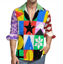 Charger l'image dans la galerie, Chemise décontractée à manches longues pour homme en imitation lin personnalisée avec prénom motif texte (conception multi-images)