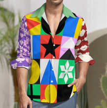 Charger l'image dans la galerie, Chemise décontractée à manches longues pour homme en imitation lin personnalisée avec prénom motif texte (conception multi-images)