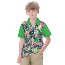 Charger l'image dans la galerie, Chemise enfant à manches courtes en pur coton avec col cubain SDS012 personnalisée avec prénom motif texte