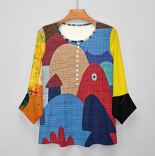 Charger l'image dans la galerie, Chemise à manches longues pour femmes SDS20150 avec dix boutons et manches pétales à volants personnalisée avec prénom motif texte (conception multi-images)